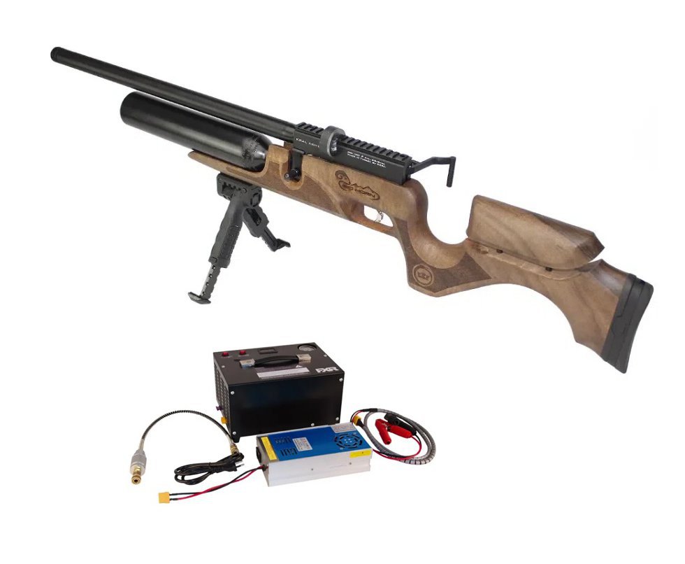 Carabina De Pressão Pcp Puncher Bighorn 10 Tiros 6.35mm Kral Arms + Compressor Portátil