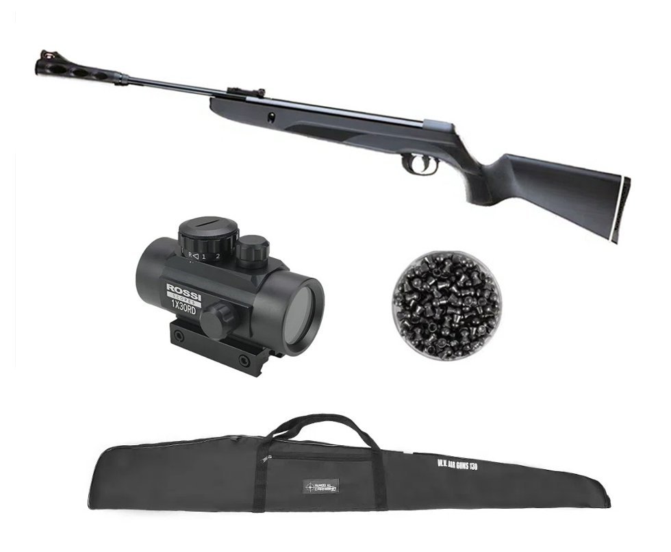 Carabina De Pressão Cbc Nitro F18 1000 - Calibre 4,5mm - Oxidada + Red dot + Chumbinho + Capa