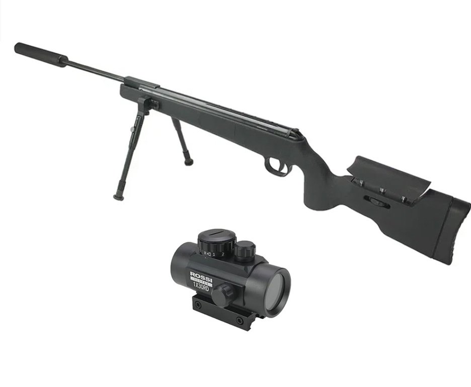 Carabina De Pressão Eagle Black 1250 Sniper Gas Ram 70kg 4.5mm Qgk By Spa + Red Dot 1x30