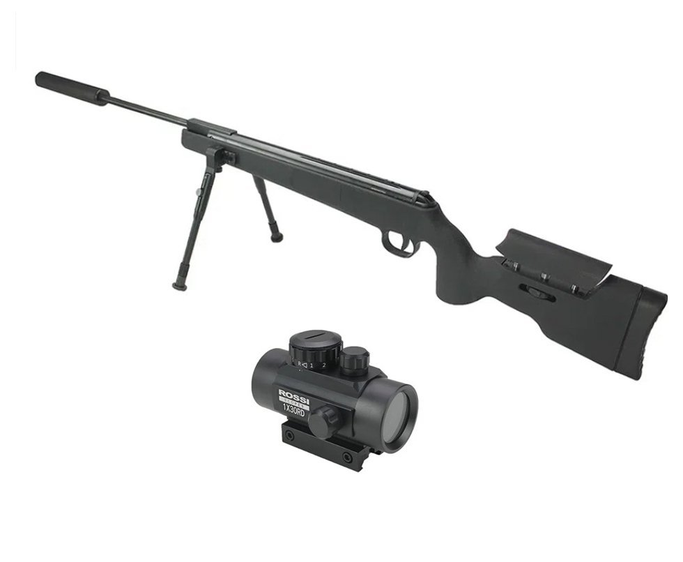 Carabina De Pressão Eagle Black 1250 Sniper Gas Ram 70kg 4.5mm Qgk By Spa + Red Dot 1x30