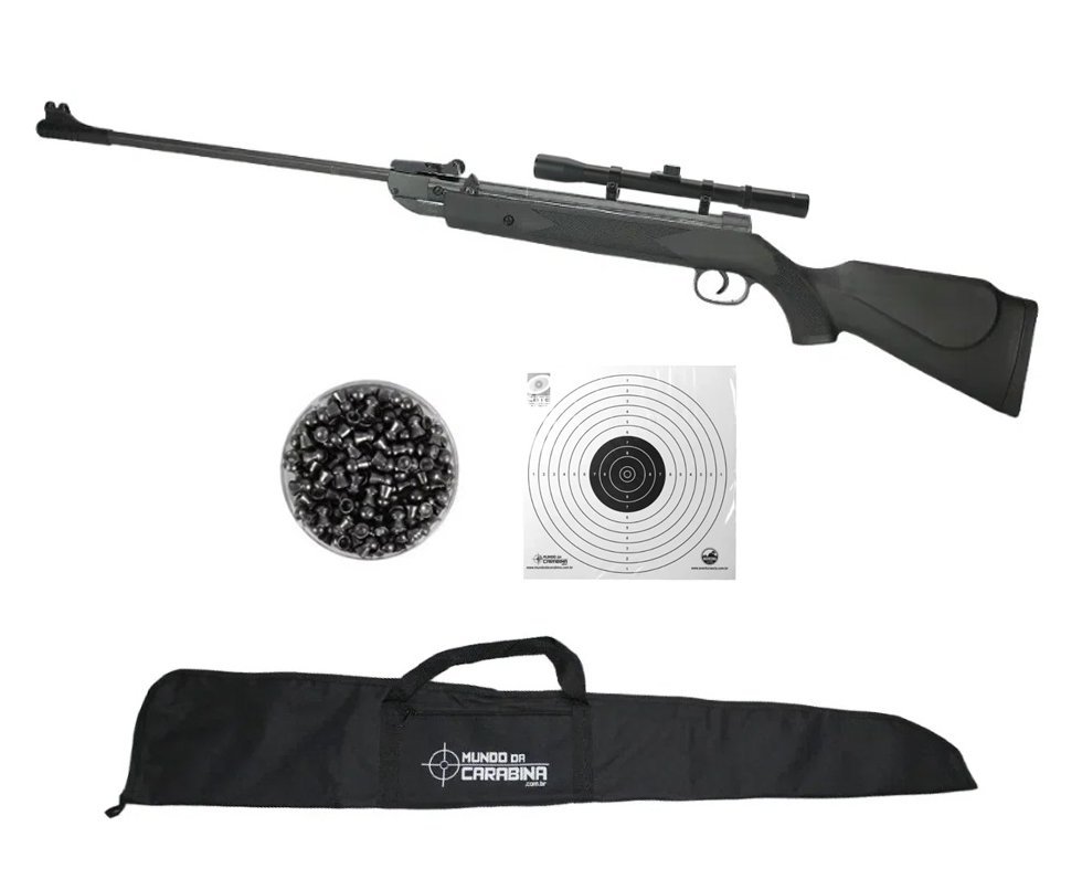Carabina De Pressão Spa Ranger Black Cal 5,5 Mm - Fxr + Luneta 4x20 + Chumbinho + Capa + Alvos