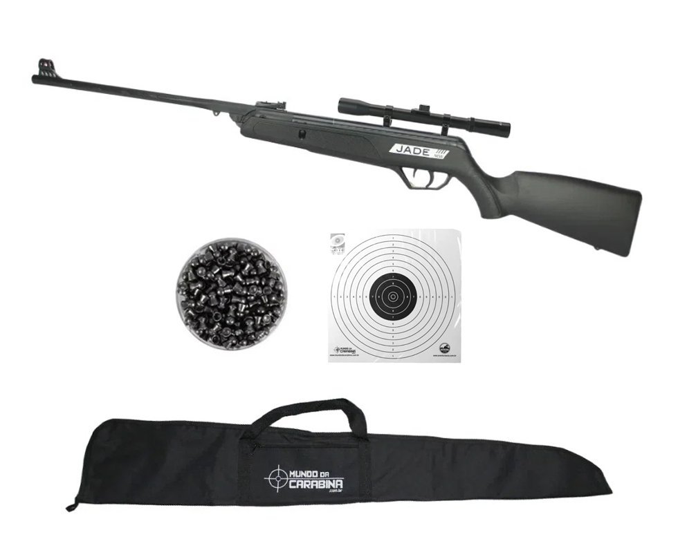 Carabina de Pressão CBC Jade New 4,5mm + Luneta 4x20 + Chumbinho + Capa + Alvos