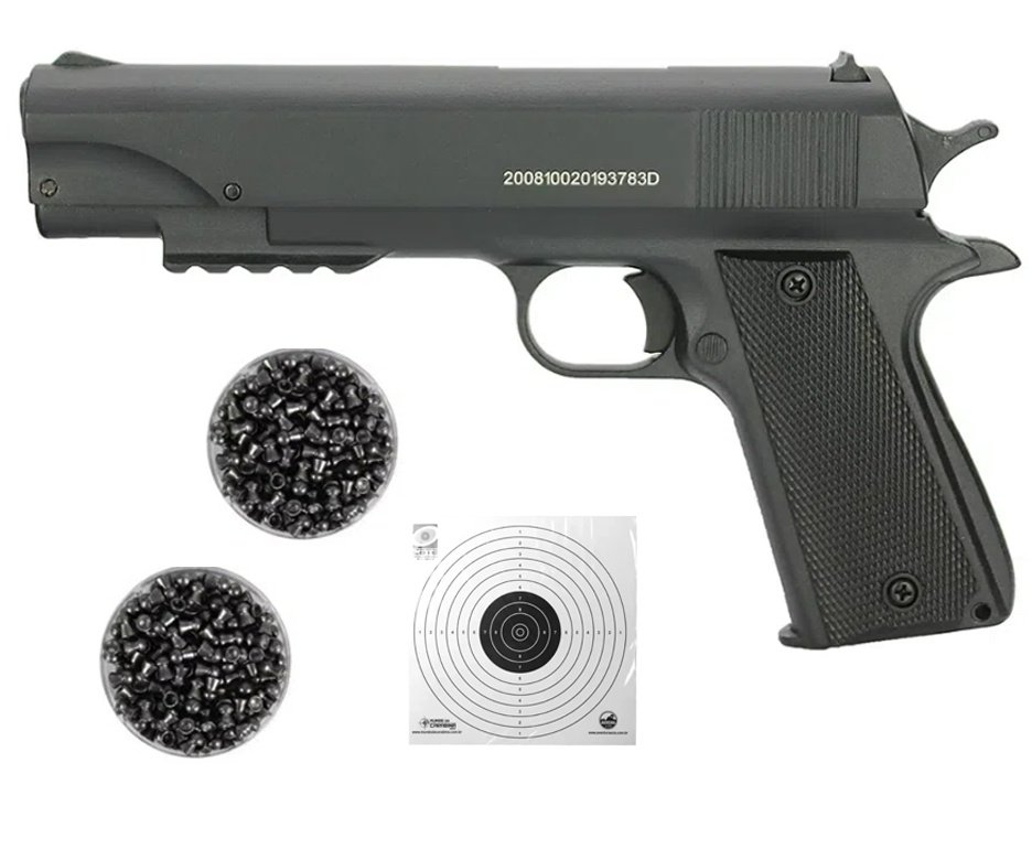 Pistola De Pressão Fox Black Multi Pump Cal 4,5mm Qgk By Spa + chumbinho + Alvos