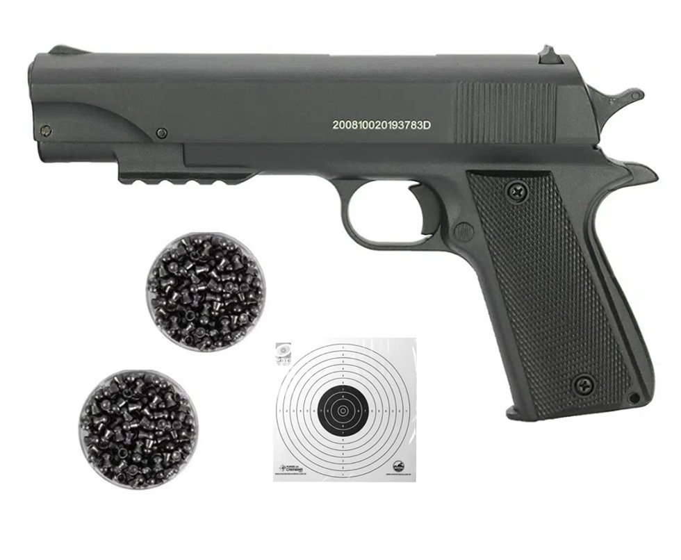 Pistola De Pressão Fox Black Multi Pump Cal 4,5mm Qgk By Spa + chumbinho + Alvos