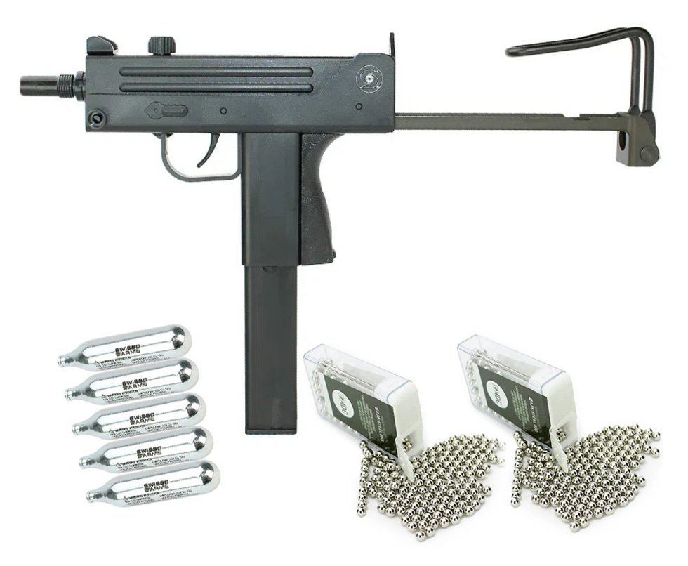 Rifle De Pressão Co2 Sub-metralhadora Cobray Ingram M11 4,5mm -asg + CO2+ Esfera de aço