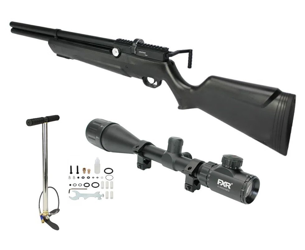 Carabina De Pressão Pcp Leviathan PS-R2 5.5mm 10 Tiros Black Com Válvula Potencia - Nova Vista + Bomba + Luneta 6-24x50