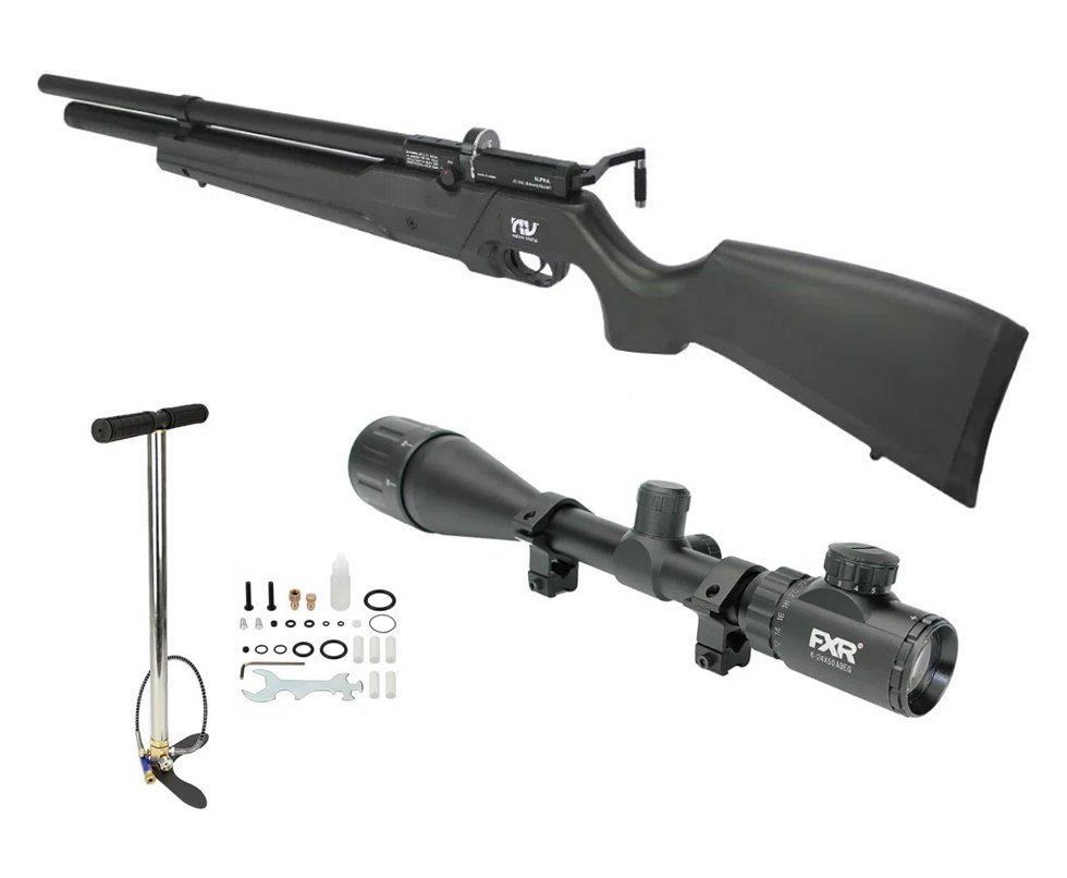 Carabina de Pressão PCP Alpha 6.35mm Black Regulagem Potencia - Nova Vista + Bomba + Luneta 6-24x50