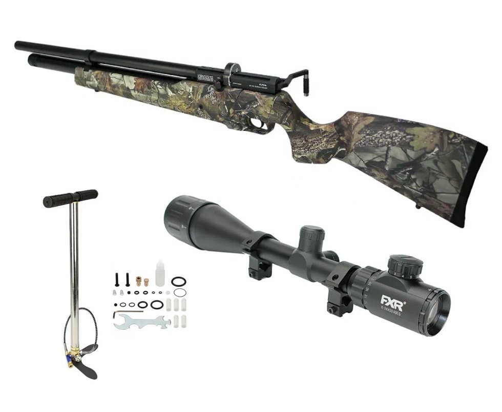 Carabina de Pressão PCP Alpha 6.35mm Camu Regulagem Potencia - Nova Vista + Bomba + Luneta 6-24x50