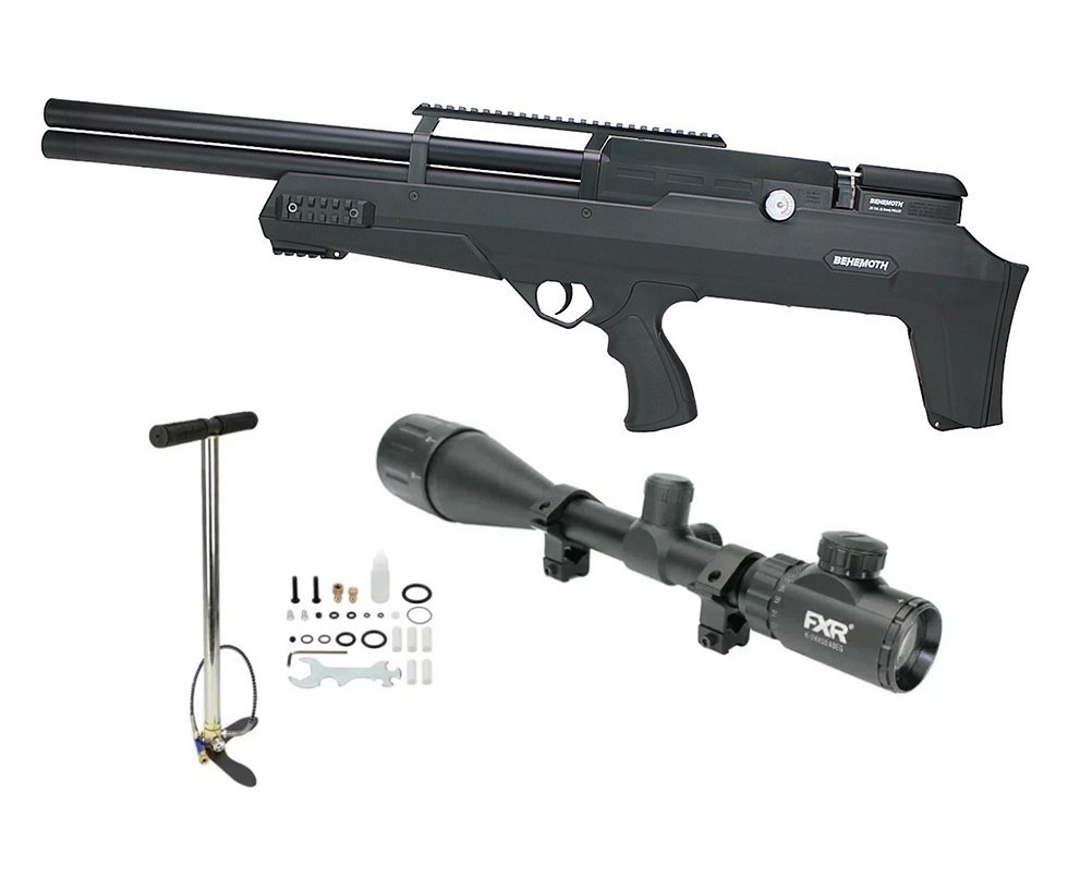 Carabina de Pressão PCP Nova Vista Bullpup Behemoth PS-R2-SF Cal. 5.5mm com reguladora + Bomba + Luneta 6-24x50