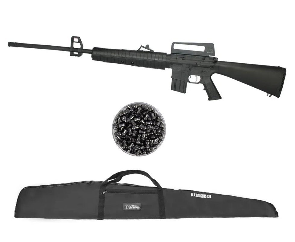 Carabina De Pressão Rossi Sag M-16r Com Gas Ram 60kg Cal 5,5mm + Capa + Chumbinho