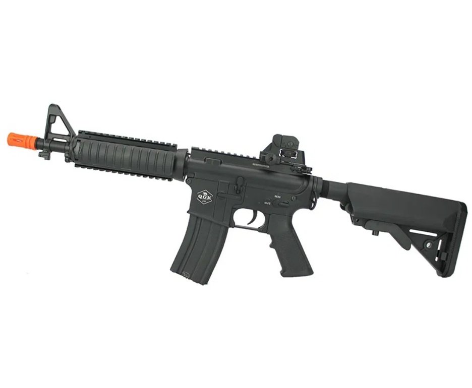 Rifle de Airsoft Eletrico AEG M4A1 SB CQB Full Metal FM-04 6mm QGK + Red Dot + Carregador + Bateria lipo + BBs + Óleo de silicone
