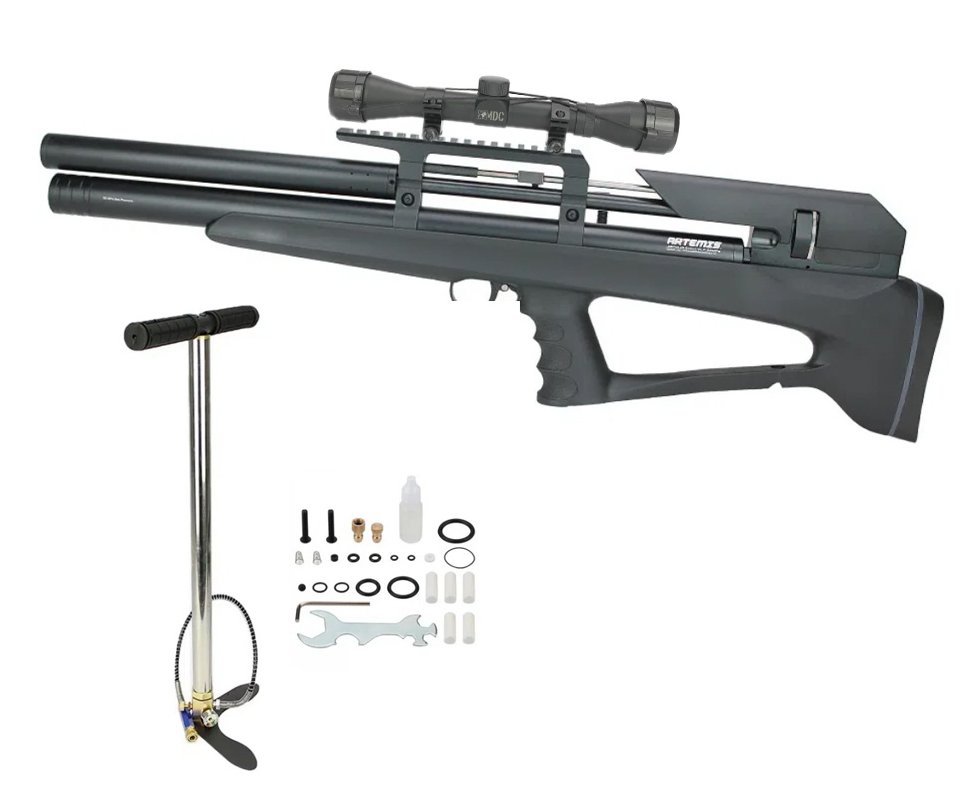 Carabina Pressão PCP P35 Artemis Bull PUP Blackened 5.5mm + Bomba + Luneta 4x32