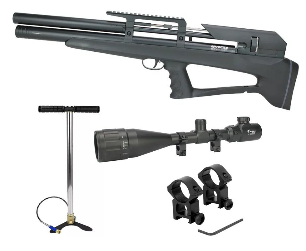Carabina Pressão PCP P35 Artemis Bull PUP Blackened 5.5mm + Bomba + Luneta 6-24x50 + mount 22