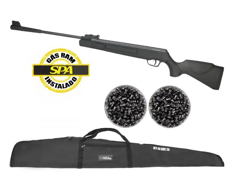 Carabina De Pressão SR1400 Everest Black 5,5mm Gas Ram 70kg Instalado SPA + Capa + Chumbinho