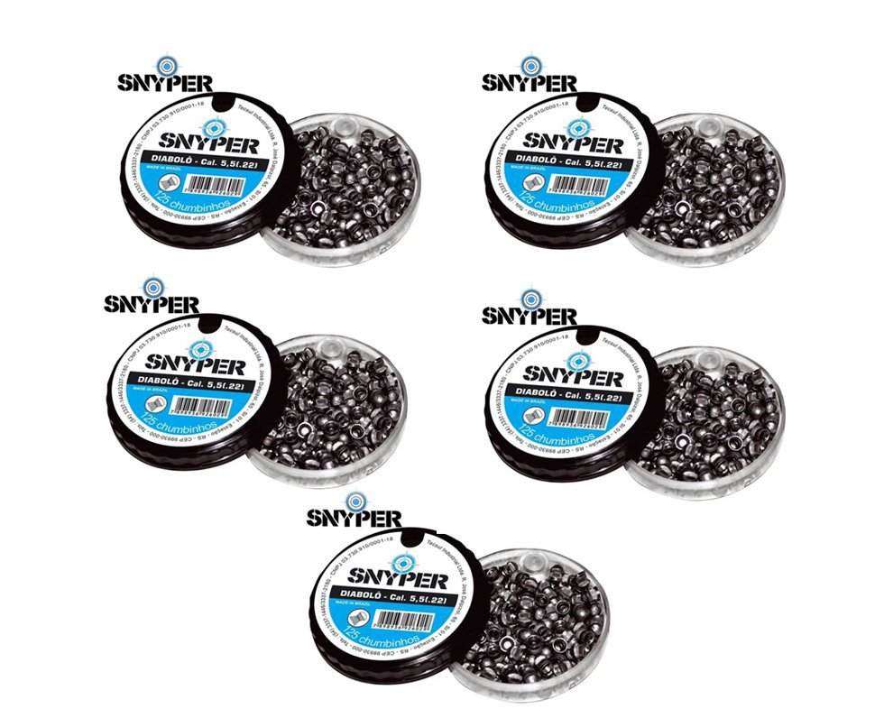 5 Latas de Chumbinho Diabolo Snyper 5,5mm C/125uni Cada