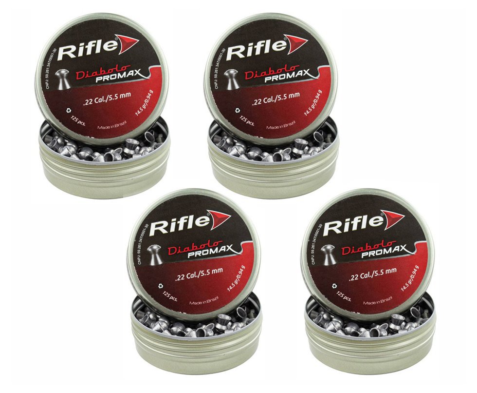 KIT 4 Latas de Chumbinho Rifle Diabolo Promax 5,5mm Com 125 Und