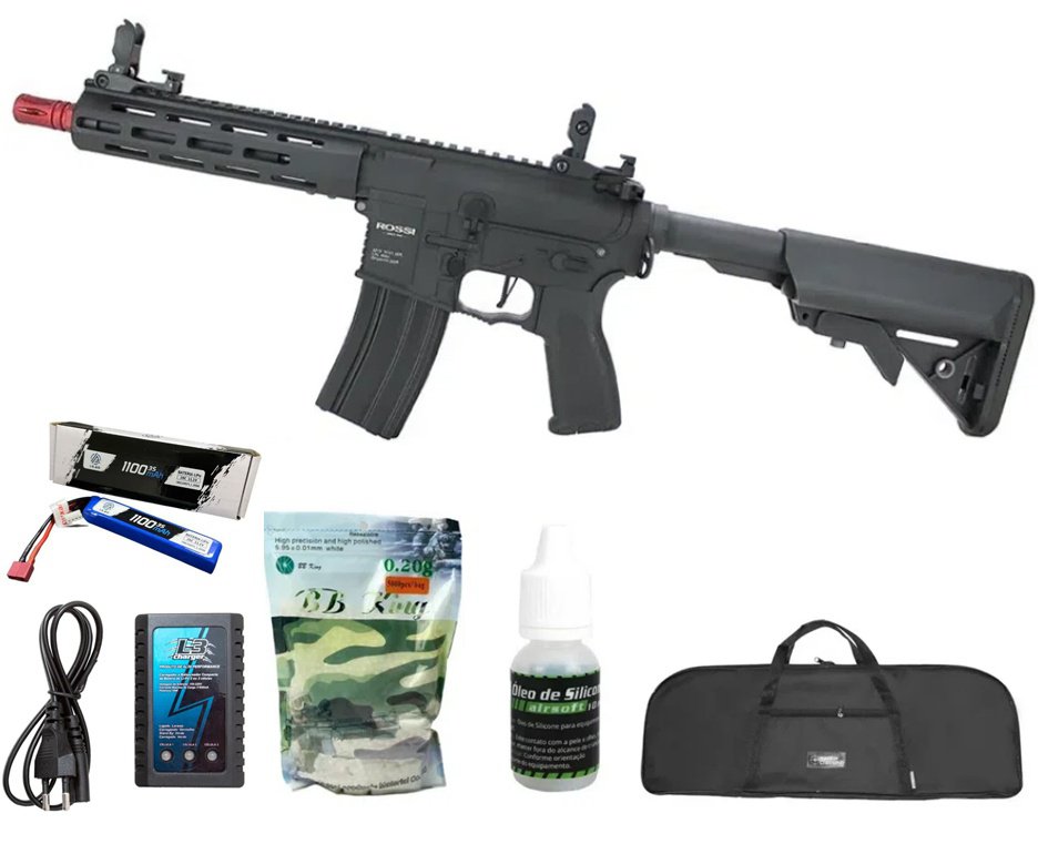 Rifle Airsoft AR15 NEPTUNE Sentinel 8" M-LOK - Rossi + Esferas + Capa + Óleo de Silicone