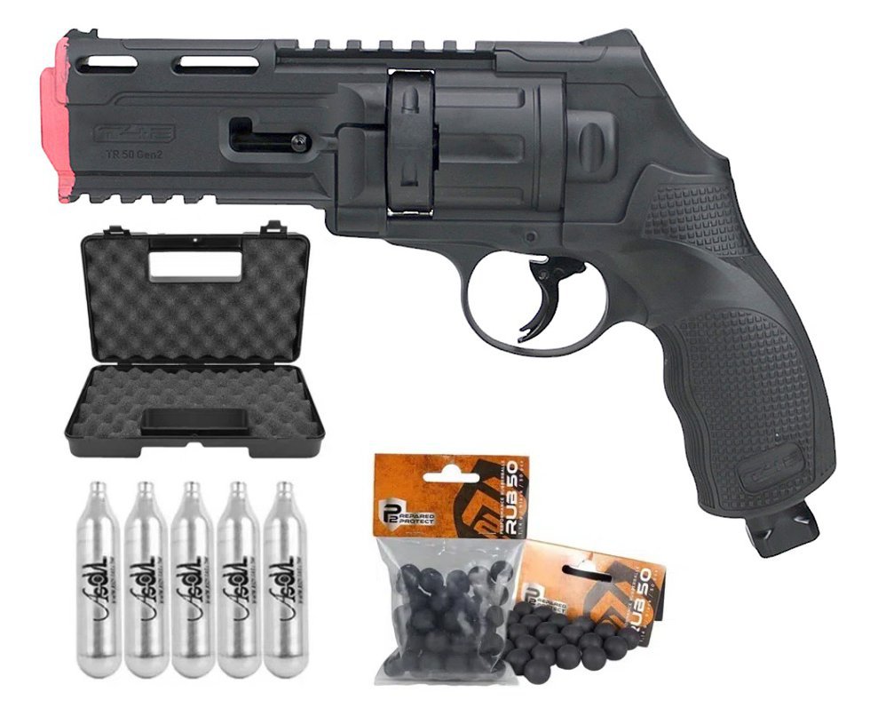 Revólver de Pressão CO2 HDR T4F GEN2 .50 Defense Umarex + Co2 + Esferas + Case