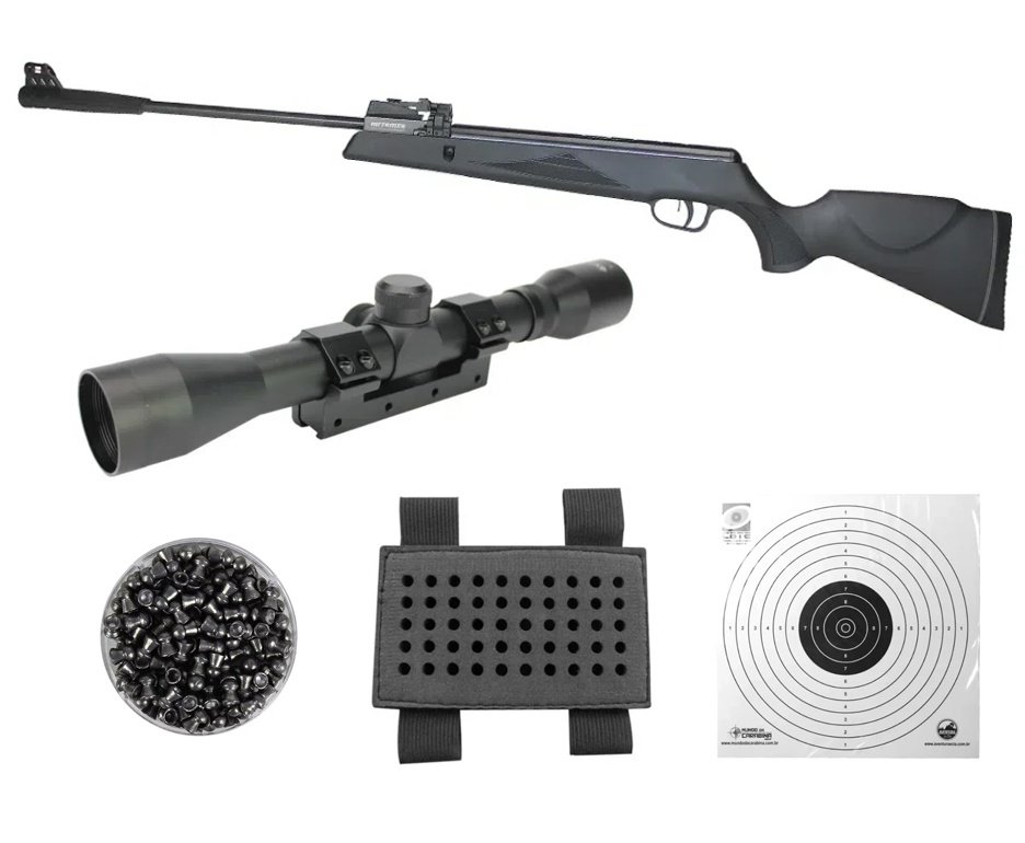 Carabina de Pressão Black Hawk MAG 10X GR1000X 5.5mm - Artemis + Luneta 4x32 + Chumbinho + Alvos + Porta chumbinho