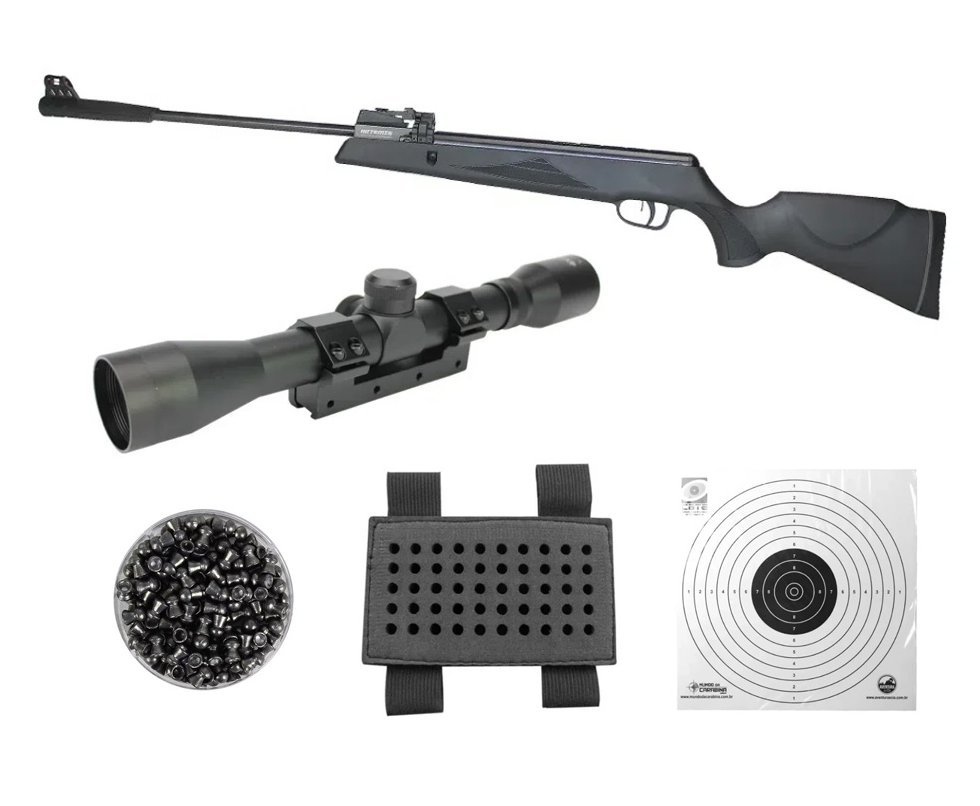 Carabina de Pressão Black Hawk MAG 10X GR1000X 5.5mm - Artemis + Luneta 4x32 + Chumbinho + Alvos + Porta chumbinho