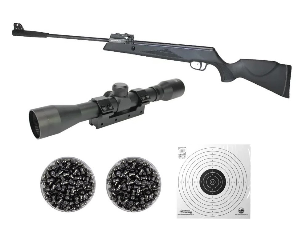 Carabina de Pressão Black Hawk MAG 10X GR1000X 5.5mm - Artemis + Luneta 4x32 + Chumbinho + Alvos