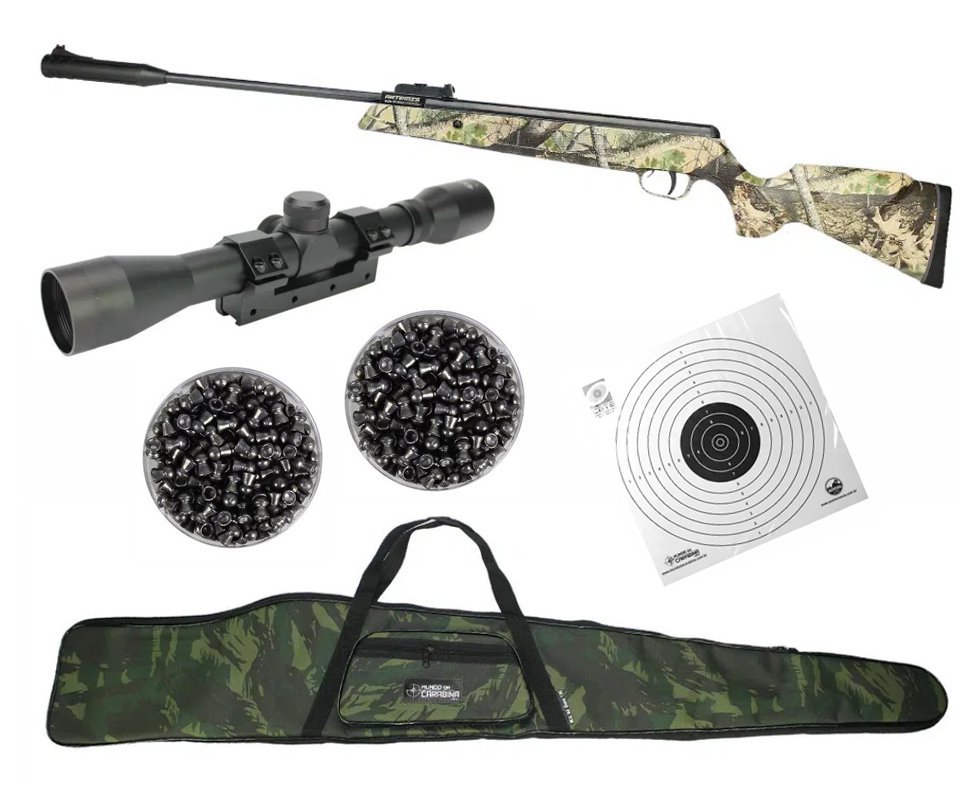 Carabina De Pressão Black Hawk Jungle Edition Gas Ram 70kg 5.5mm Artemis + Luneta 4x32 + Capa + Chumbinho + Alvos