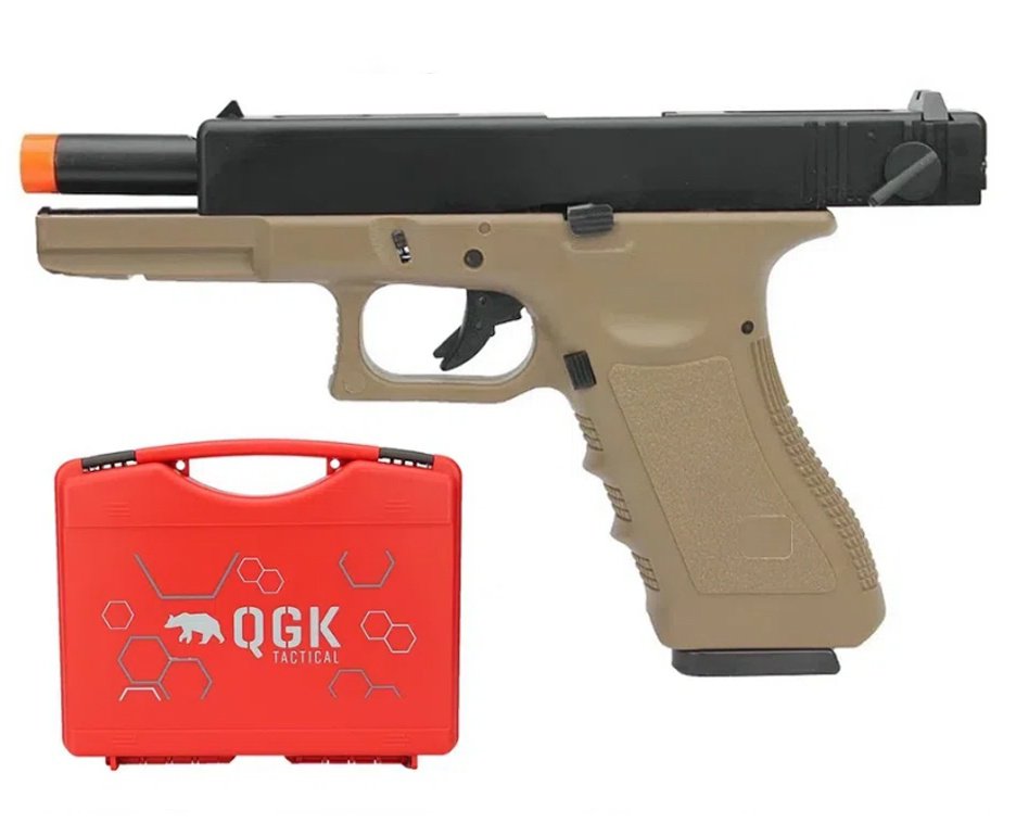 Pistola Airsoft GBB Green Gas Glock R18 TAN Blowback 6mm Army Armament + Green Gás + BBs + Óleo de silicone
