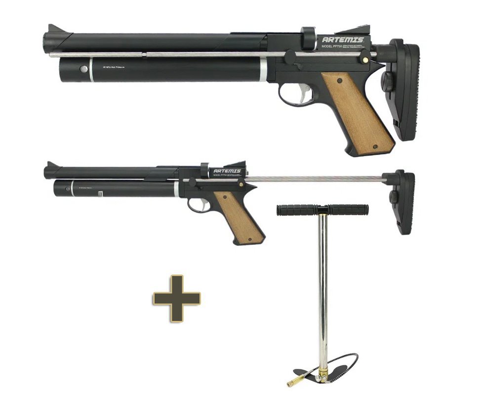 Pistola de Pressão PCP Artemis PP750 Stocker 4.5 9 Tiros FXR + Bomba