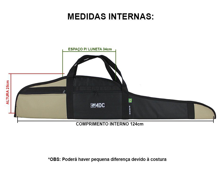 Capa / Case Drome Premium para Carabina 120cm Preto/Tan - MDC