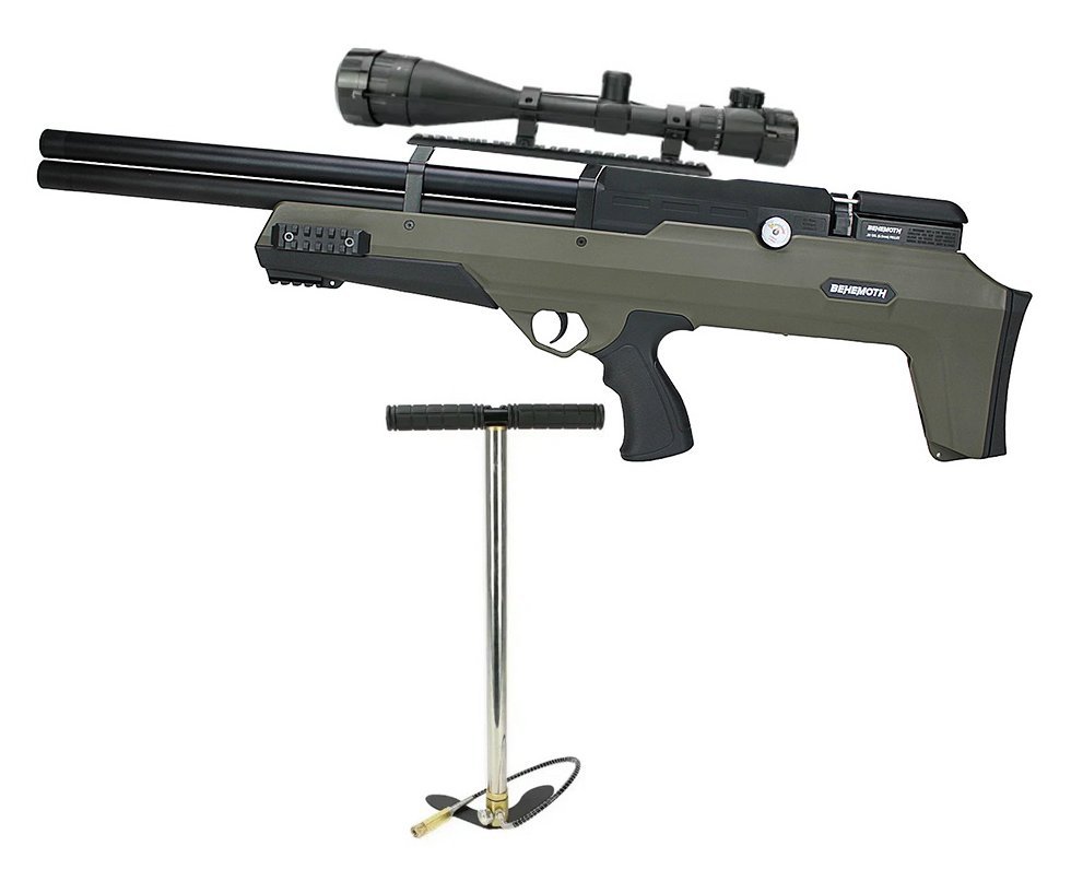Carabina de Pressão PCP Nova Vista Bullpup Behemoth PS-R2-SF 5.5mm Green com reguladora + Bomba PCP + Luneta 6-24x50
