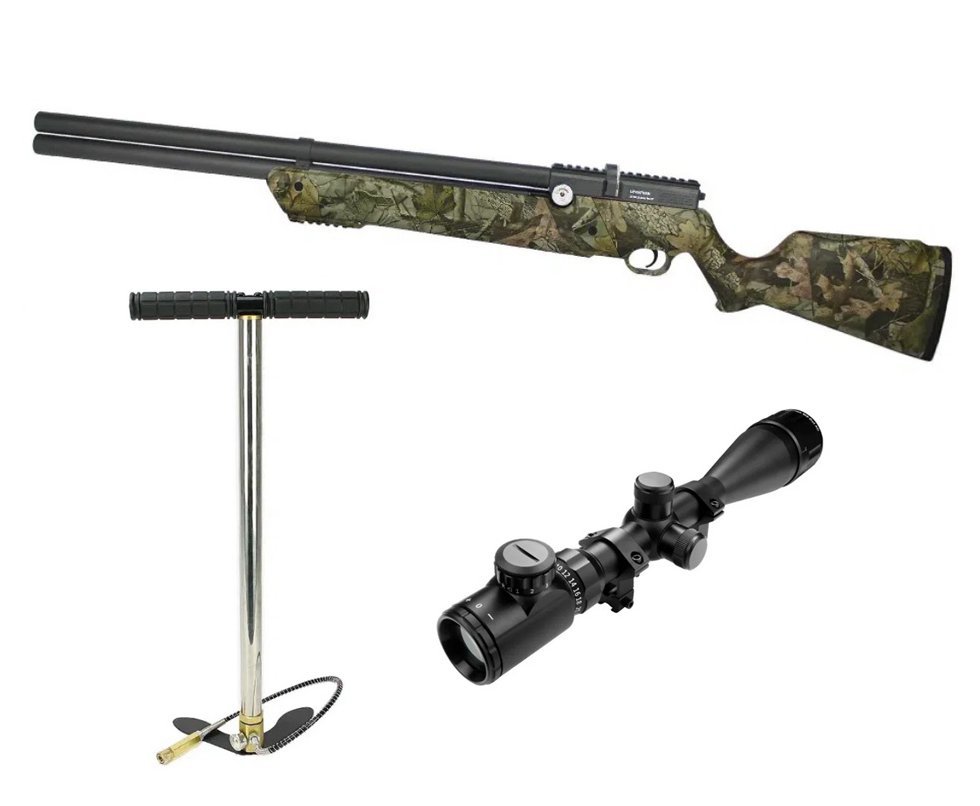 Carabina De Pressão PCP Leviathan PS-R2 5.5mm Camuflada Com Válvula Potencia - Nova Vista + Luneta 6-24x50 + Bomba