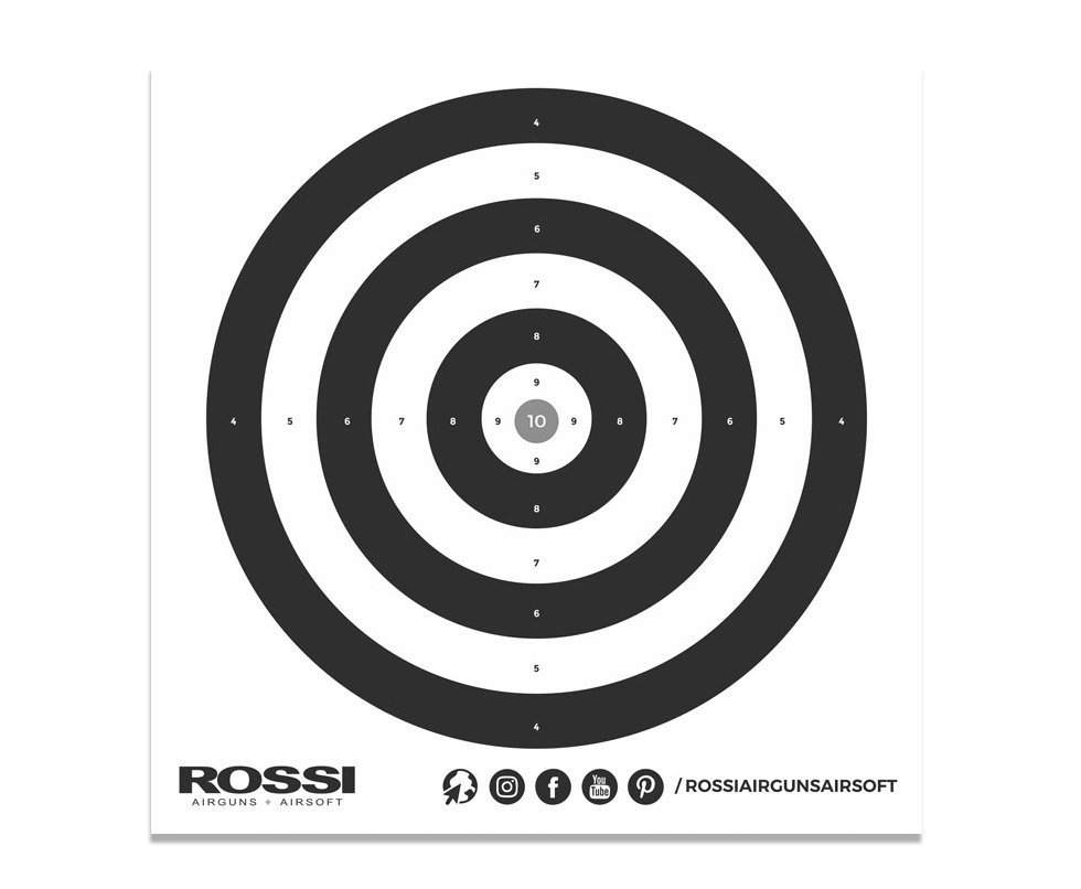 Alvo papel Airguns Airsoft Preto 140x140mm20und - Rossi