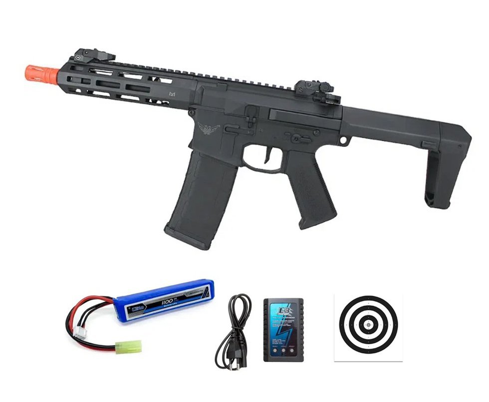 Rifle de Airsoft AEG M4 M904G PDW Bradok Gatilho Eletrônico - D.E Armory + Bateria + Carregador