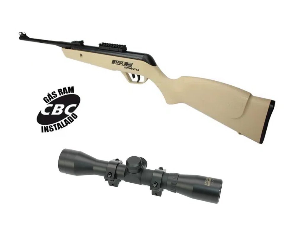 Carabina De Pressão Cbc Jade Mais Nitro Gas Ram Desert 5,5mm + Luneta 4x32