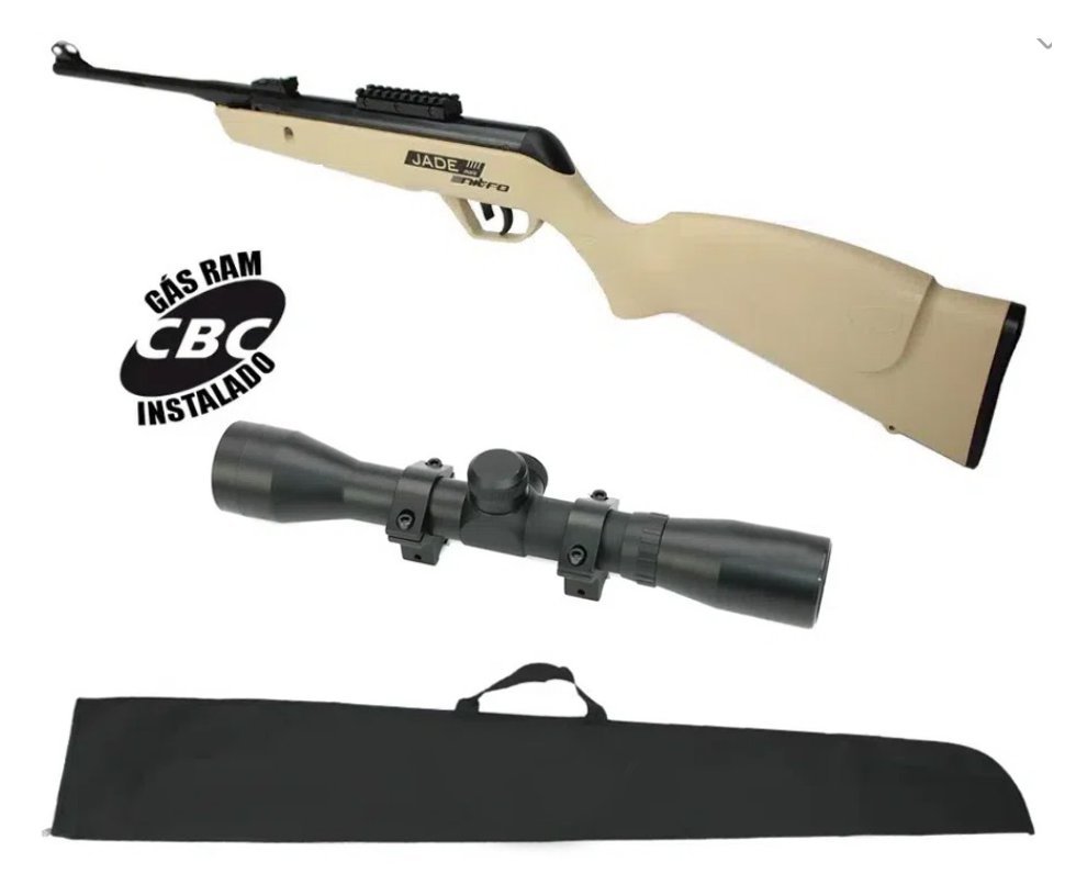 Carabina De Pressão Cbc Jade Mais Nitro Gas Ram Desert 5,5mm + Luneta 4x32 + Capa