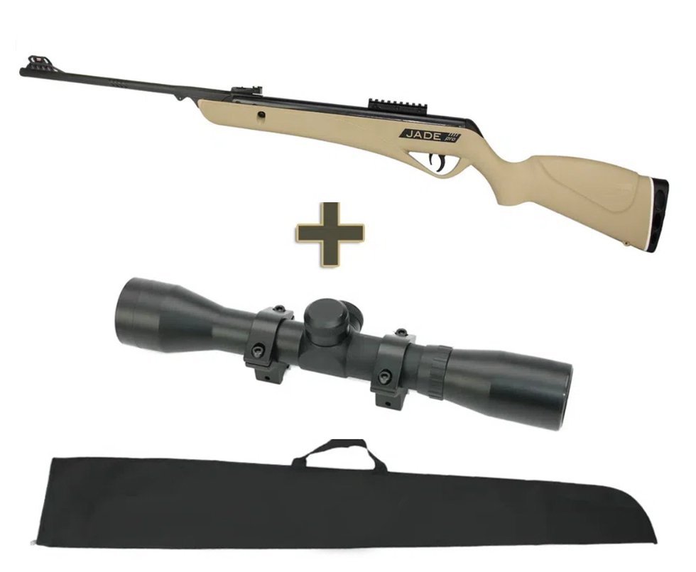 Carabina De Pressão Cbc Jade Pro Oxidada Cor Desert Cal 4.5mm + Luneta 4x32 + Capa