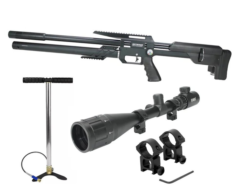 Carabina PCP Artemis M60 Bull Pup 6.35 Slayer Black 18 Tiros - FXR Artemis + Bomba + Luneta 6-24x50 + Mount 22mm