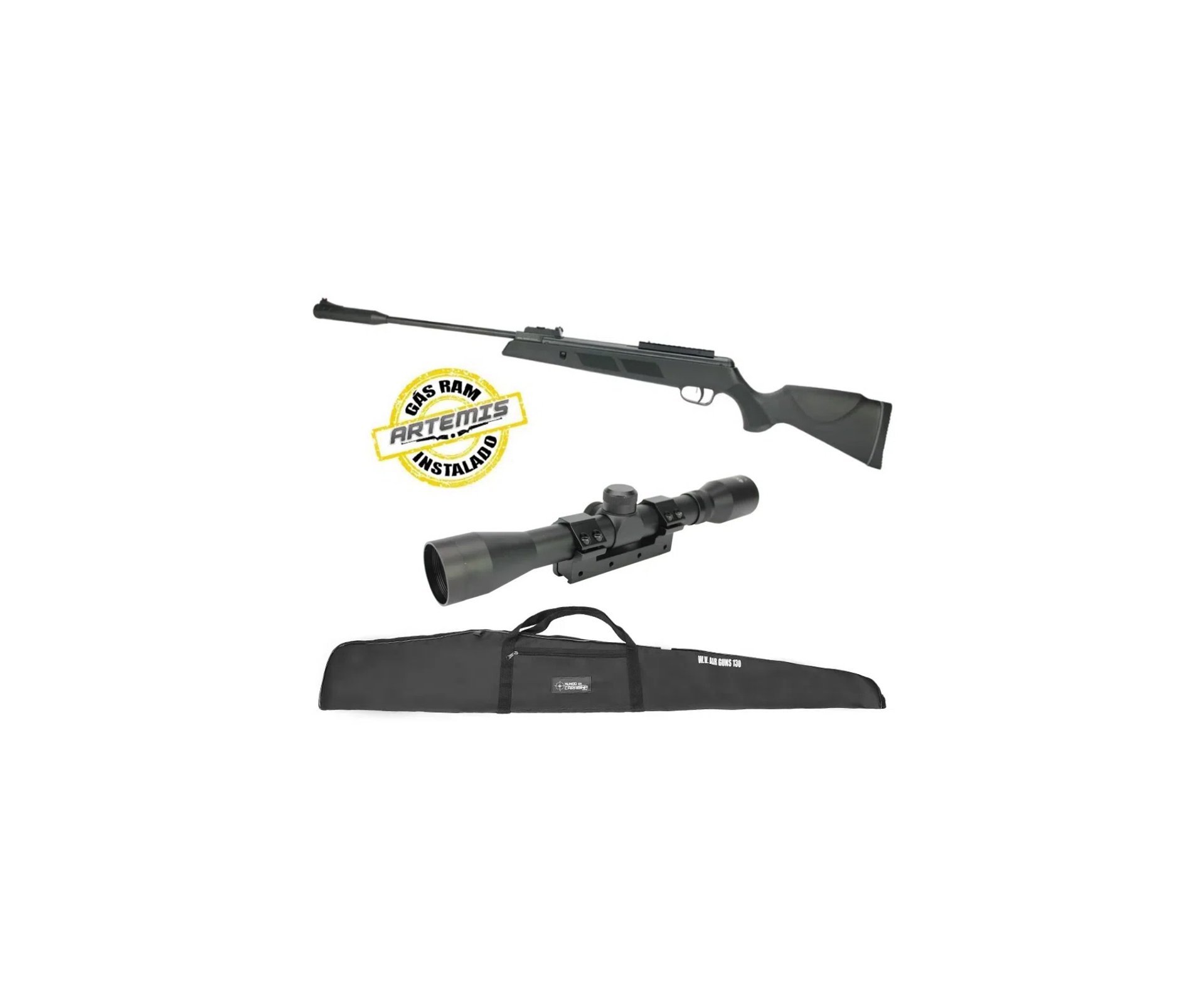 Carabina De Pressão Black Hawk Gas Ram 70kg 6.35mm Artemis + Luneta 4x32 + Capa