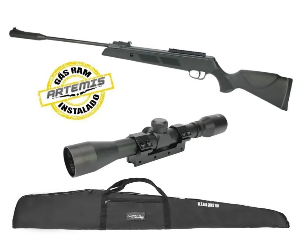 Carabina De Pressão Black Hawk Gas Ram 70kg 6.35mm Artemis + Luneta 4x32 + Capa