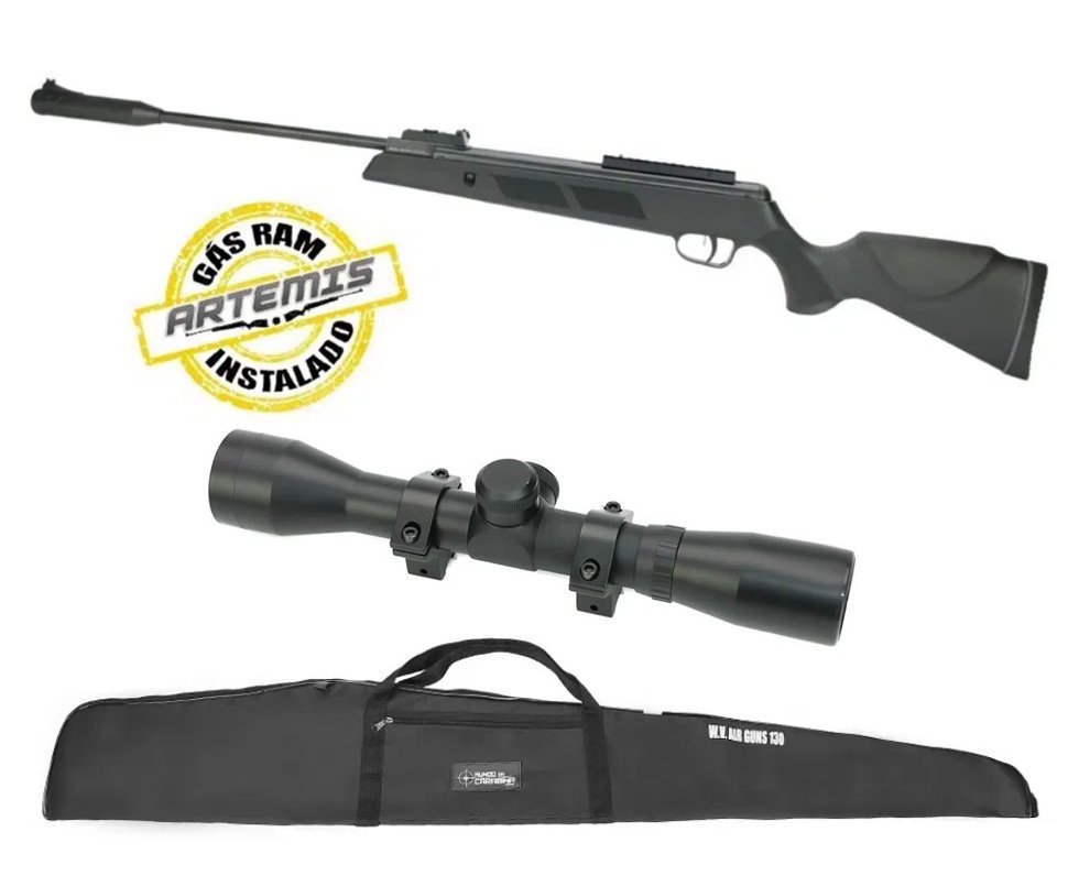 Carabina De Pressão Black Hawk Gas Ram 70kg 6.35mm Artemis + Luneta 4x32 + Capa