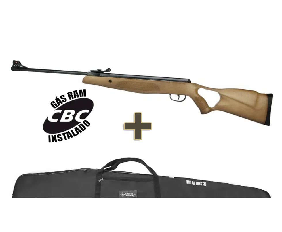 Carabina De Pressão CBC BAM B19-Z Nitro Gás Ram 5,5mm Madeira + Capa
