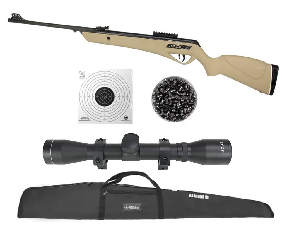 Carabina De Pressão Cbc Jade Pro Oxidada Cor Desert Cal 5.5mm + Luneta + Capa + Chumbinho + Alvos