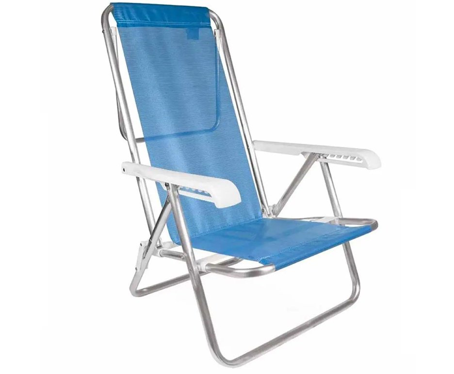 Cadeira Praia Reclinável  Alumínio 8 Posições Azul - MOR