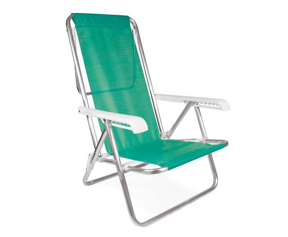 Cadeira Praia Reclinável Alumínio 8 Posições Anis - MOR