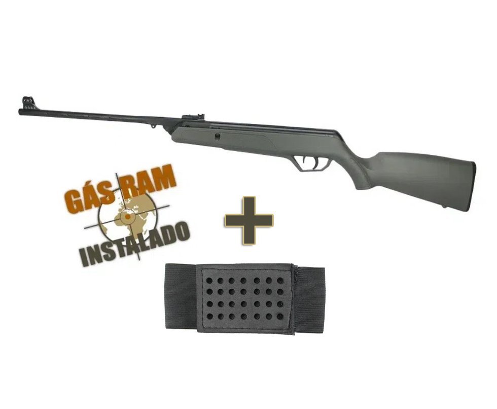 Carabina de Pressão CBC AG11 Nitro 5.5mm Gas Ram instalado + Porta Chumbinho