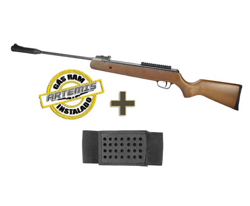 Carabina De Pressão Black Hawk Wood Edition Gas Ram 70kg 5.5mm Artemis + Porta chumbinho