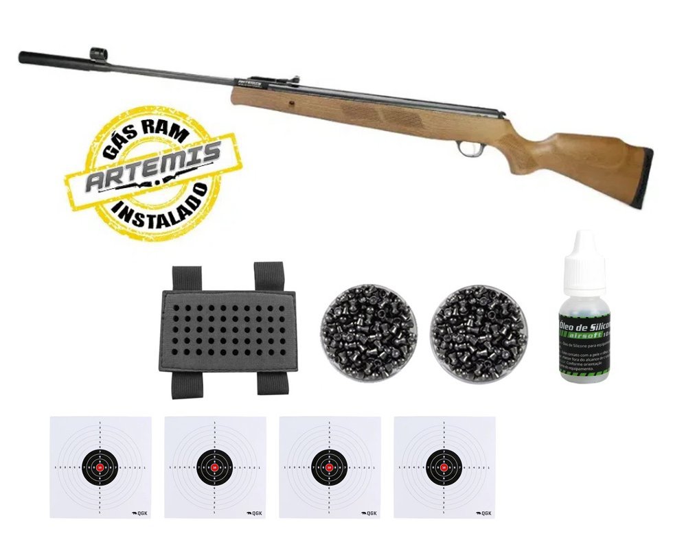Carabina de Pressão Artemis GR1600W Falcon Gás Ram 5.5mm Com Supressor - FXR Armas + KIT