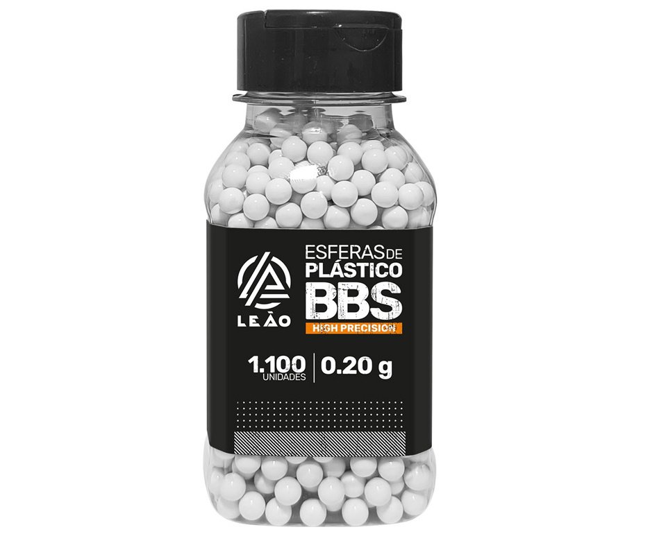 Esfera Airsoft BBs Leão 0.20g 6mm pote com 1100 bolinhas