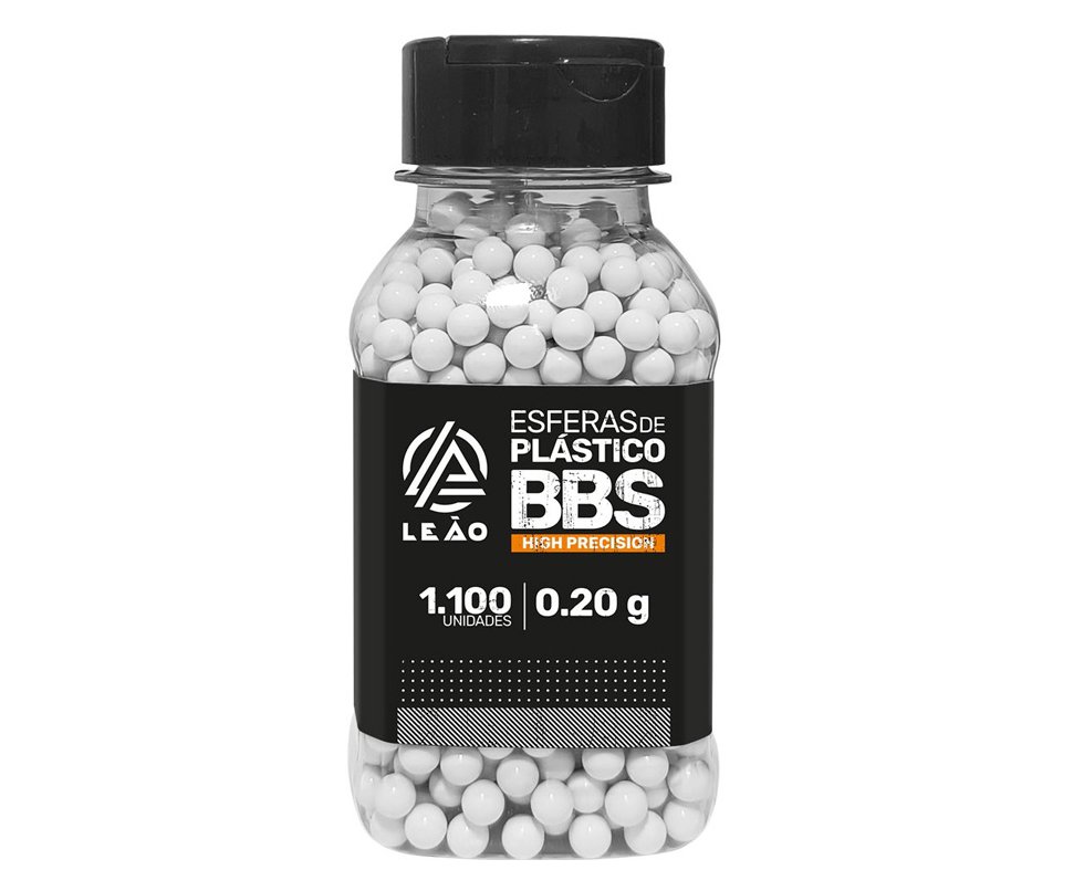 Esfera Airsoft BBs Leão 0.20g 6mm pote com 1100 bolinhas