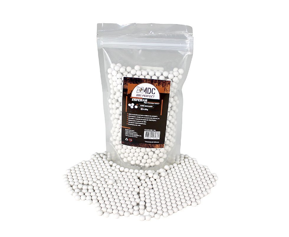 Esfera BBs Munição Airsoft MDC Premium 0,20g 6,0 1000un - MDC